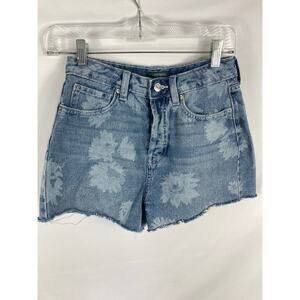 Wild Fable Cutoff Blue Jean Shorts Button Fly Floral Wash Size 0